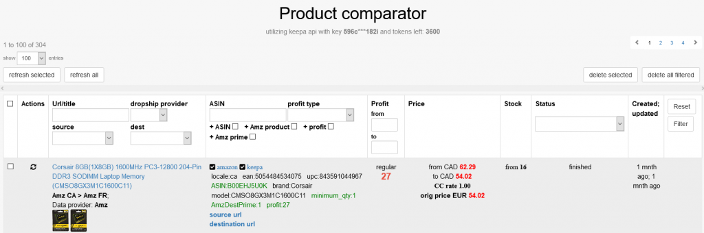 модуль сравнения цены (price product comparator module)